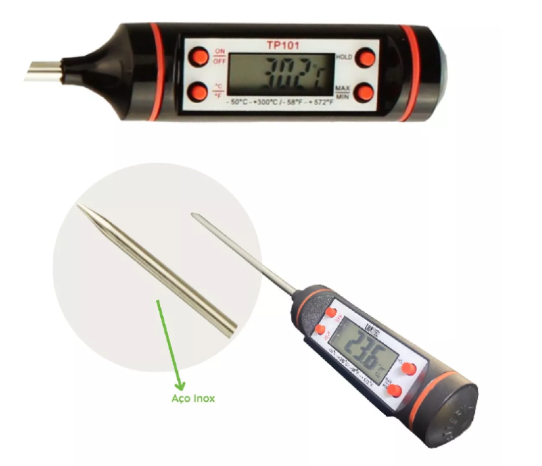 Termômetro Tipo Espeto Digital de 50ºC a 300ºC Certificado de